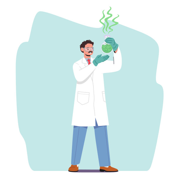 在实验室从事科学研究、实验或医学测试的化学家。化学实验室白袍男图片下载