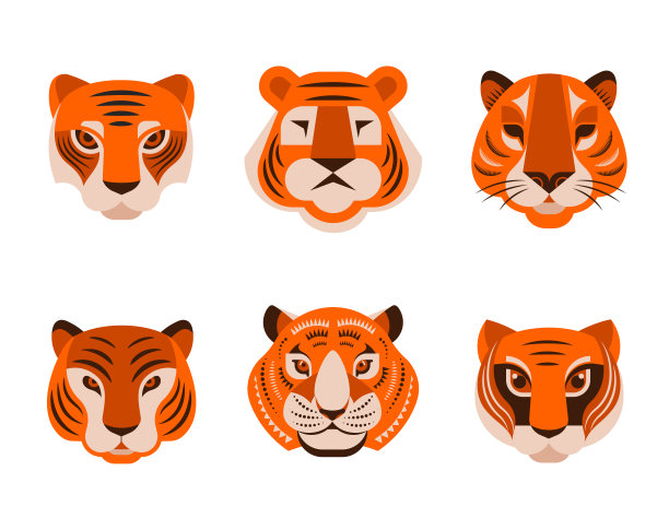 2022年中国新年虎年-中国生肖符号，农历新年概念，现代背景设计图片下载