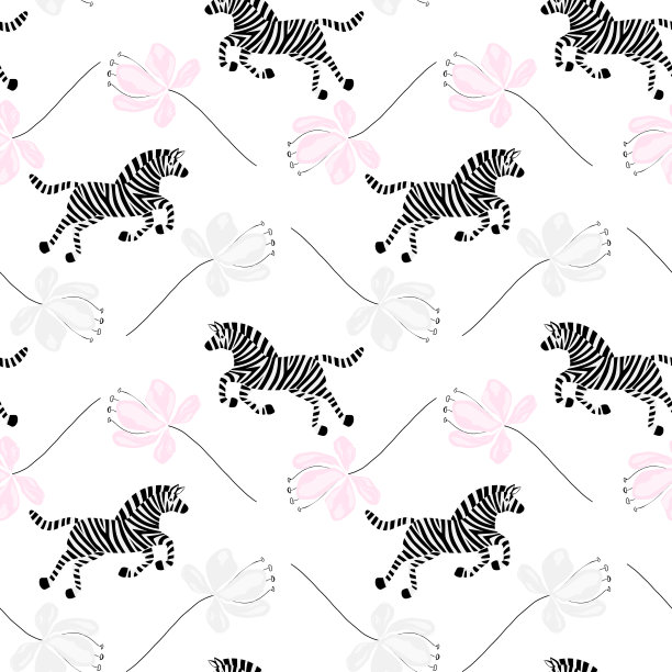 可爱斑马无缝花纹图片下载