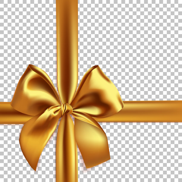 金色的弓孤立在透明的背景上。矢量图图片下载