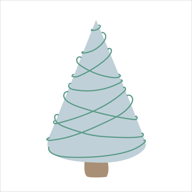 带有涂鸦风格装饰的圣诞树。圣诞节和新年的简单装饰。矢量插图孤立的白色背景。图片下载