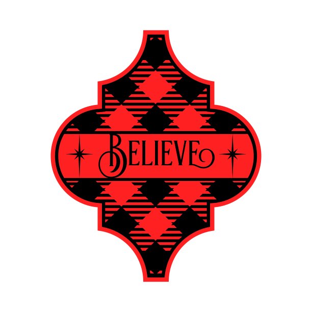 向量插图的阿拉伯式瓷砖与圣诞节字母组合和引用相信水牛格子背景。圣诞节设计工艺，切割，DIY装饰，灯笼，礼物，家庭装饰。图片下载