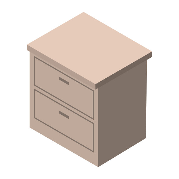 等距床头柜，两个抽屉，棕色图片下载