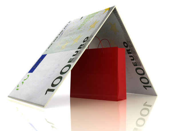 购物袋保险风险零售电子商务欧元钱图片下载