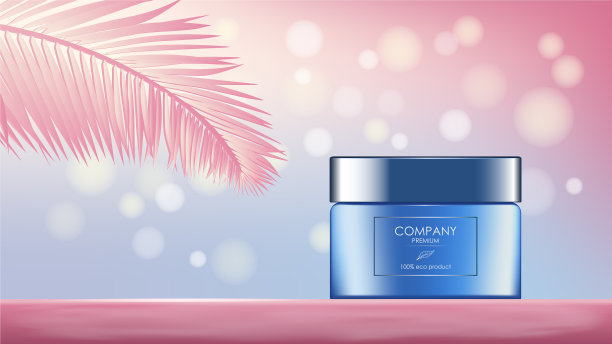 现实的奶油罐棕榈叶和瞪视图片下载