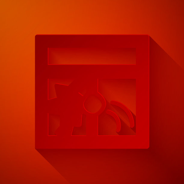 剪纸破窗图标孤立在红色图片下载