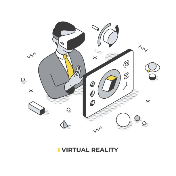 虚拟现实等距插图图片下载