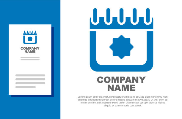 蓝色斋月日历图标孤立在白色图片下载