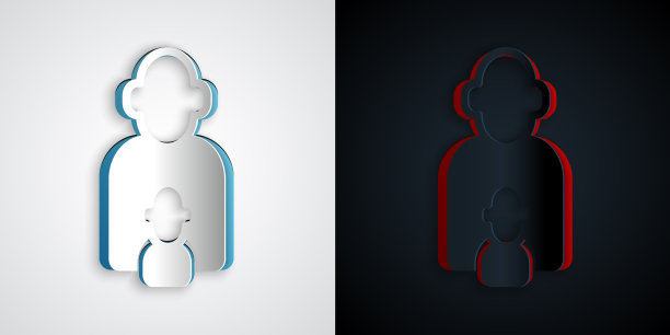 剪纸照顾孩子icon孤立上图片下载