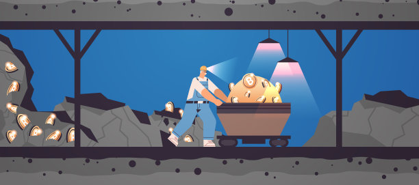 矿工在矿洞中挖掘和提取比特币，挖掘加密货币数字加密货币区块链图片下载