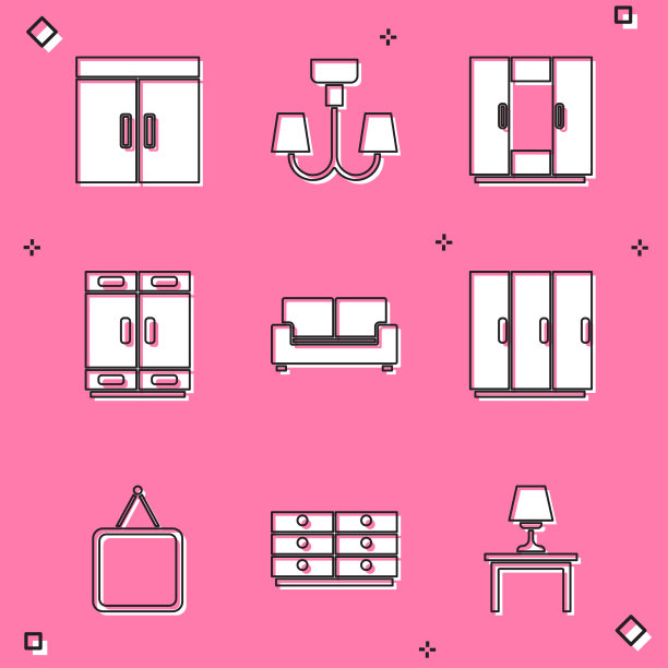 设置衣柜、吊灯、沙发、镜子和衣柜图片下载