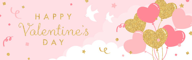 节日向量背景与心气球在天空中的横幅，卡片，传单，社交媒体墙纸等。图片下载
