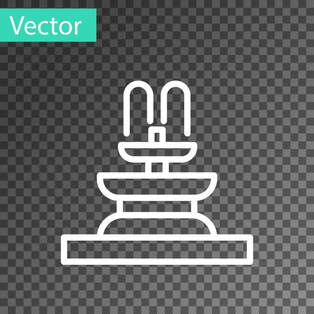白线喷泉图标隔离透明图片下载