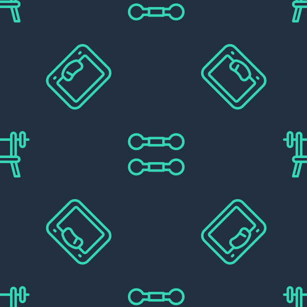 设置线哑铃浴室秤和长凳图片下载