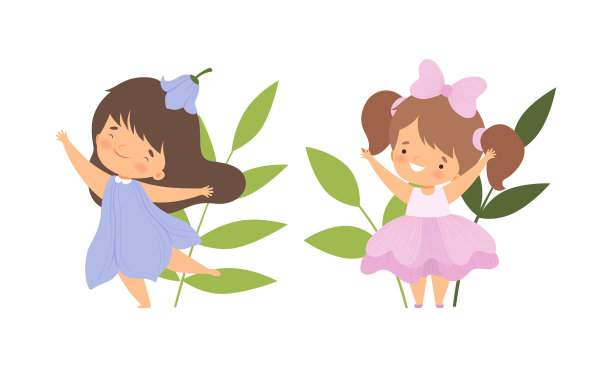 可爱的小孩子穿着花的服装图片下载