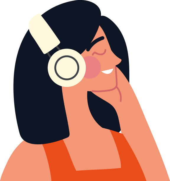 年轻女子戴耳机图片下载