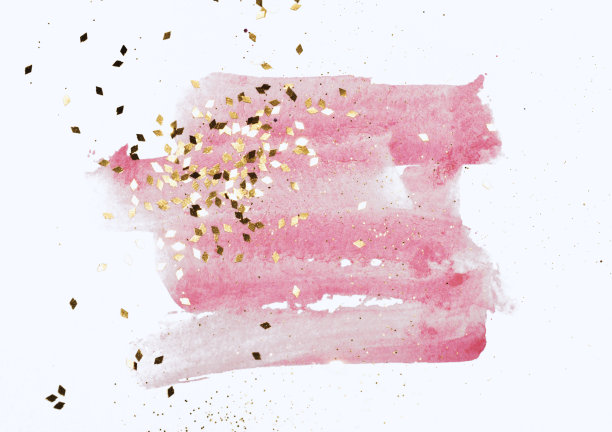 抽象的粉红色水彩飞溅和金色闪烁的怀旧色彩图片下载