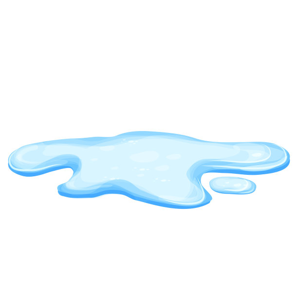 水坑卡通风格孤立在白色背景。溢出，湖或液体。设计元素。季节性的对象。矢量图图片下载