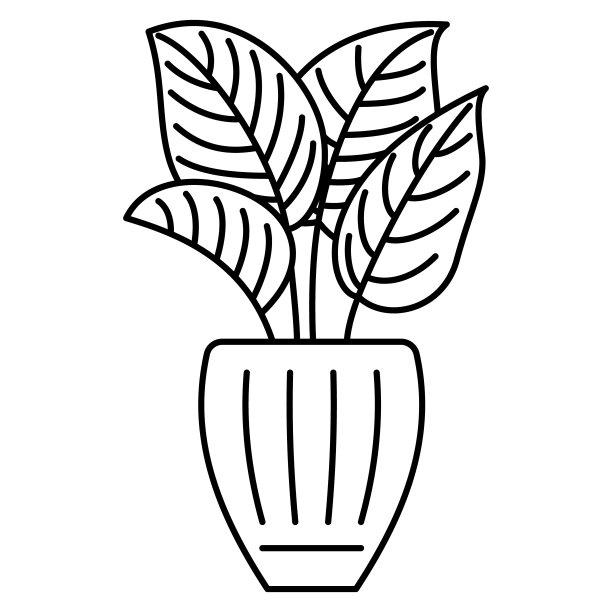 一种叶子很大的大植物。矢量图标，轮廓，孤立，48x48像素。图片下载