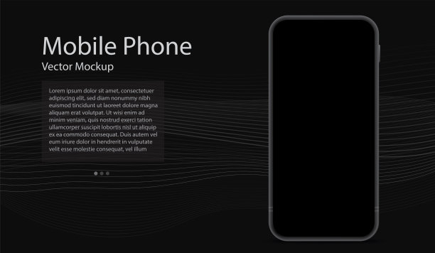 无框手机矢量模型模板与黑色屏幕和深色抽象背景。图片下载