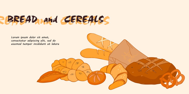 手绘面包篮和面包师图片下载