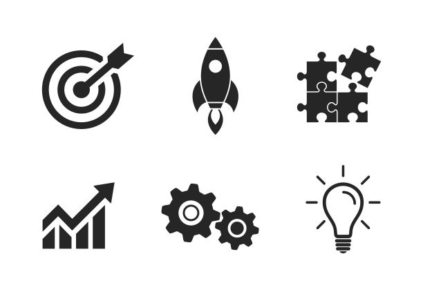 目标，成长图，灯泡和火箭图片下载