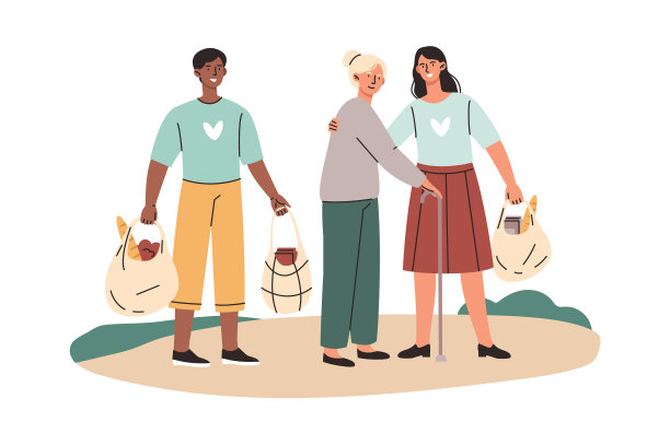 志愿者给老人送食物图片下载