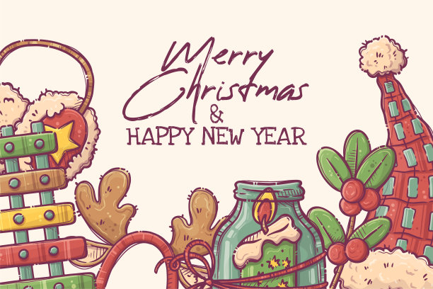 手绘圣诞背景向量图片下载