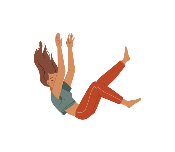 孤独害怕的女人有精神问题或破碎的心倒下孤立的悲伤抑郁的卡通人物。39、向量不快乐的女孩在失败后倒下，孤独绝望的人在绝望图片下载