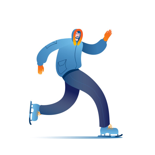 一个穿着暖和衣服的人在溜冰。图片下载