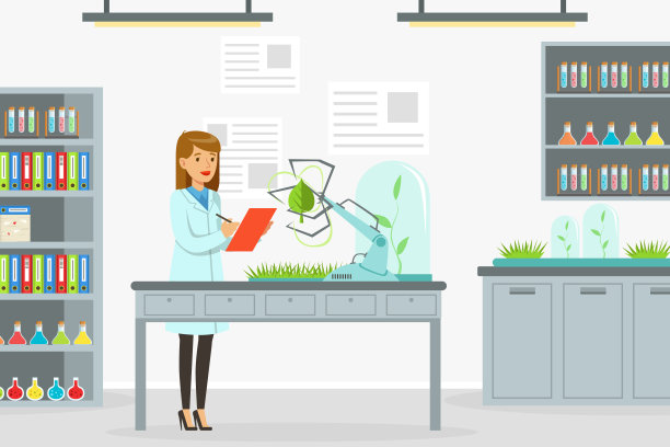 从事机器人和机器研究的女性科学家的人工智能发展矢量插图图片下载