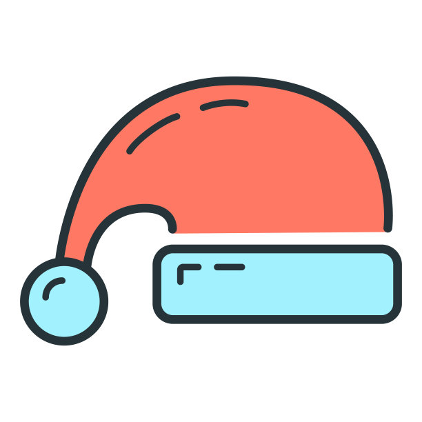 概念新年快乐，圣诞帽子图标，卡通圣诞标签假日冬季时间平面矢量插图，孤立在白色。图片下载