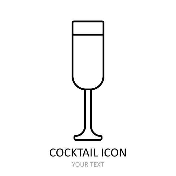 矢量插图与鸡尾酒图标。轮廓图。图片下载
