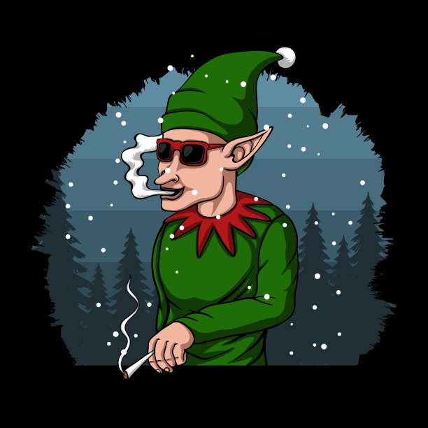 酷圣诞老人精灵圣诞快乐矢量插图图片下载