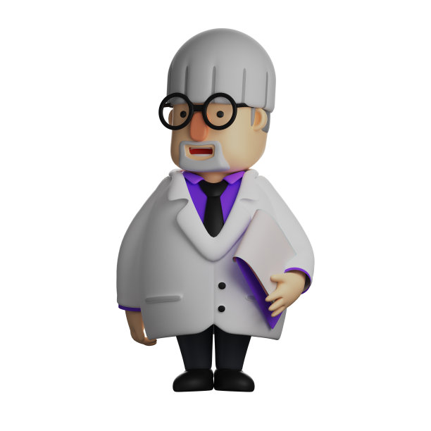 3D农民卡通插图与标志性的白色夹克图片下载