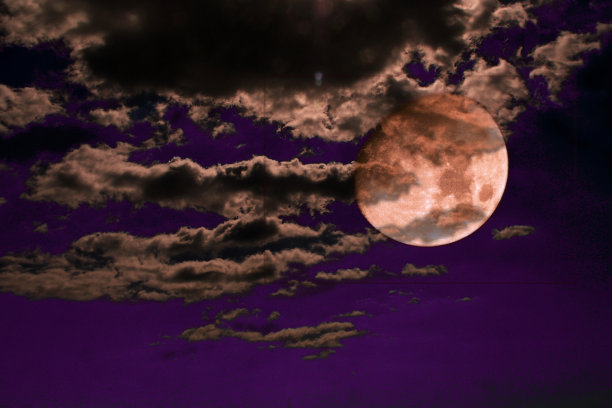 阴森的天空背景与丰收的月亮图片下载