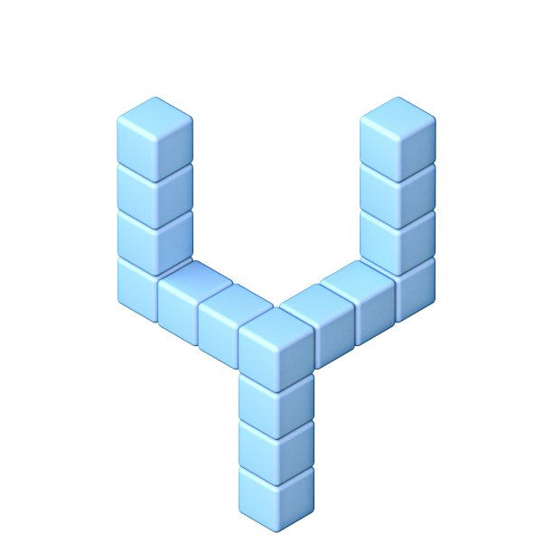 蓝色立方体正字法字体字母Y 3D图片下载