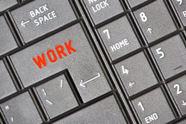 键盘与文字工作和家庭，电脑键盘。笔记本电脑上的概念图像，开始工作图片下载
