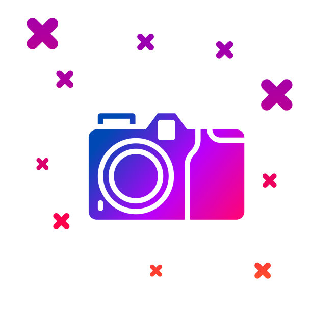 彩色照片相机图标隔离在白色图片下载