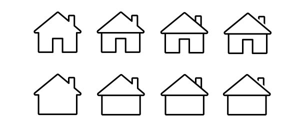 简约线条房屋矢量图标合集图片下载
