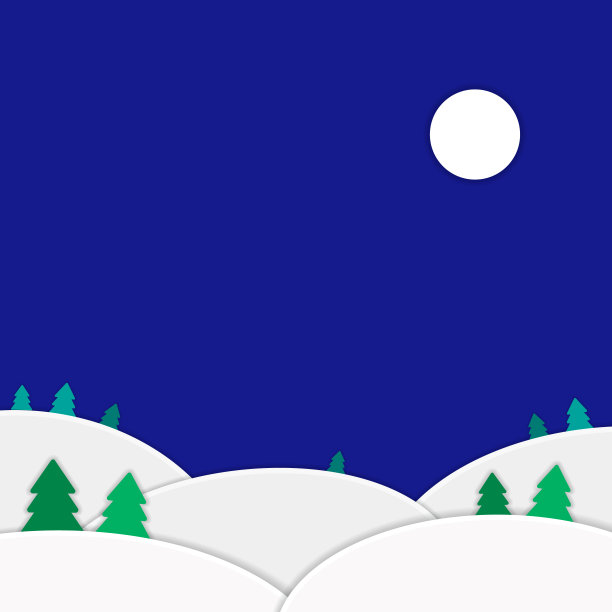 纸工艺风格的背景插图的雪景在夜间图片下载