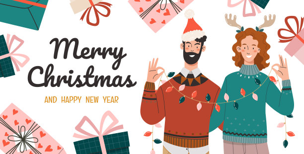 圣诞快乐。明信片图片下载