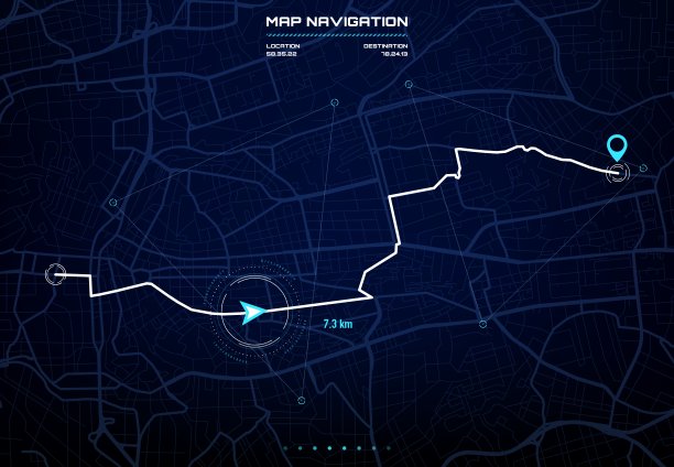路线仪表板与城市地图导航界面图片下载