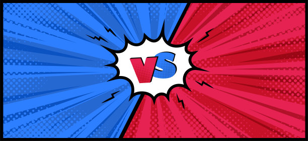 对抗超级英雄漫画。为冠军和争论的半色调漫画设计。矢量图图片下载