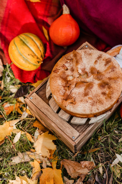 秋天的馅饼在盒子上图片下载