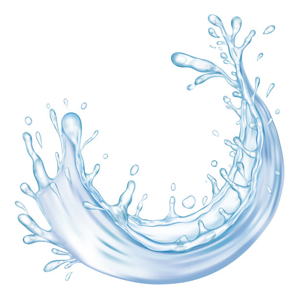 蓝色透明的水飞溅。孤立矢量插图设计图片下载