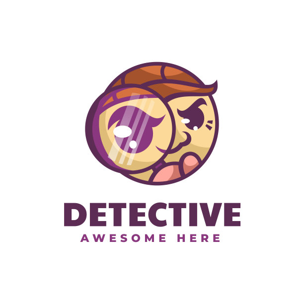 矢量插图侦探简单吉祥物风格。图片下载
