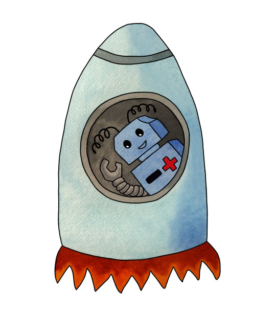 机器人乘坐宇宙火箭飞行图片下载