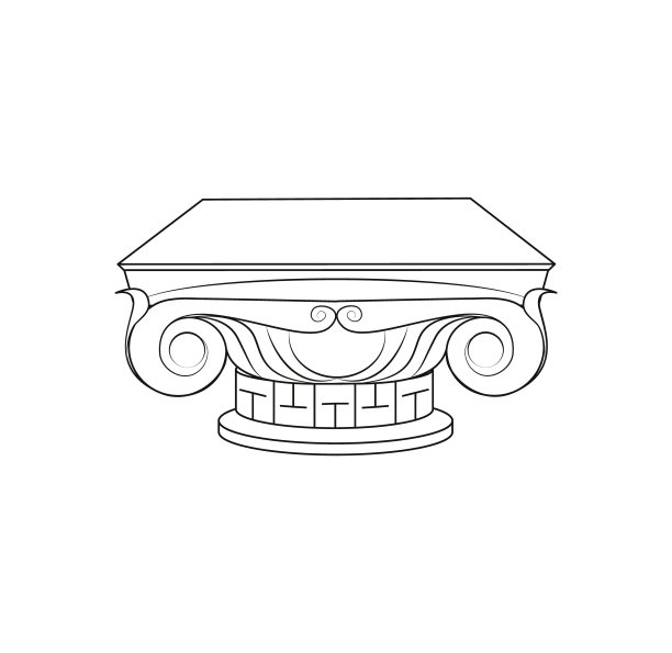 古董列轮廓矢量图标。细线黑色古董柱图标图片下载