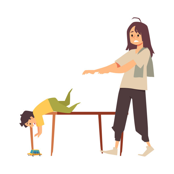 女人无法应付抚养孩子，平面矢量插图孤立。图片下载